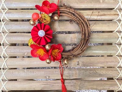 Vòng treo cửa Tết dây rừng Mai Đào Mini Decor Tết [Cute - Nhiều kiểu] PKT-TET-13